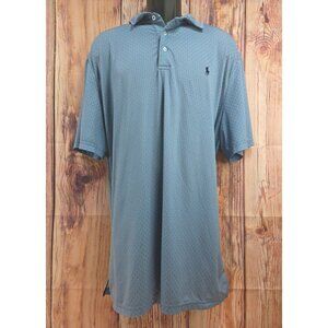 Polo Ralph Lauren Mens XL Performance Diamond Pattern Polo Blue Stretch Polyeste
